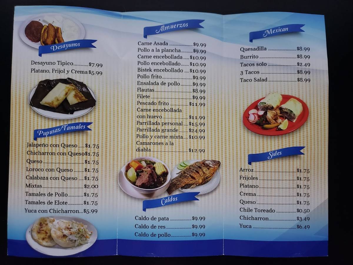 Menu at Antojitos Salvadorenos La Morenita restaurant, Plano