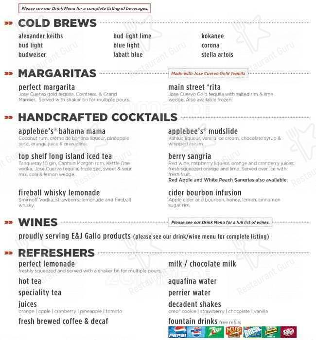 Menu at Applebee's pub & bar, Regina, Quance St