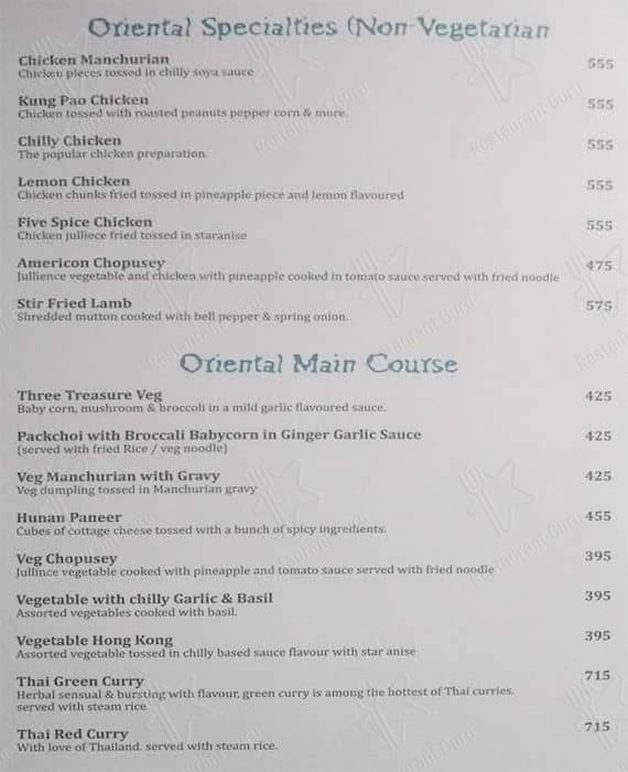 Aqua Blue menu