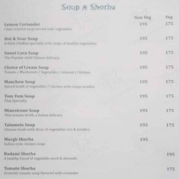Aqua Blue menu