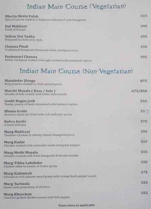 Aqua Blue menu