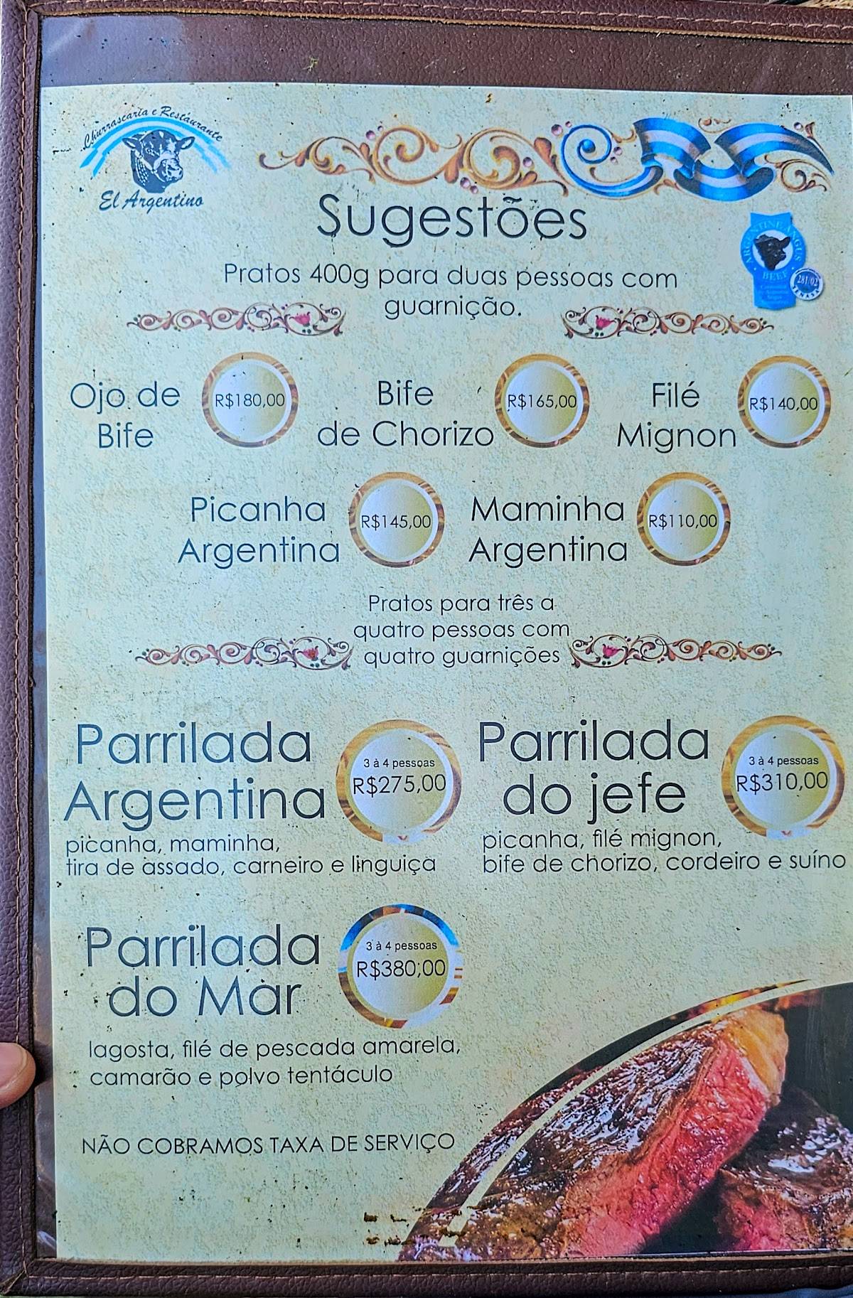 Restaurante Churrascaria EL ARGENTINO cardápio