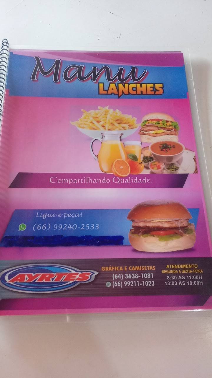 Manu Lanches cardápio