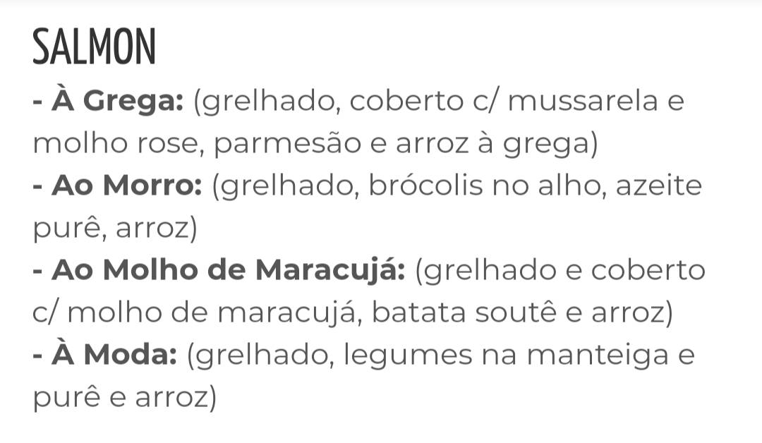 Restaurante Morro do Ronque cardápio