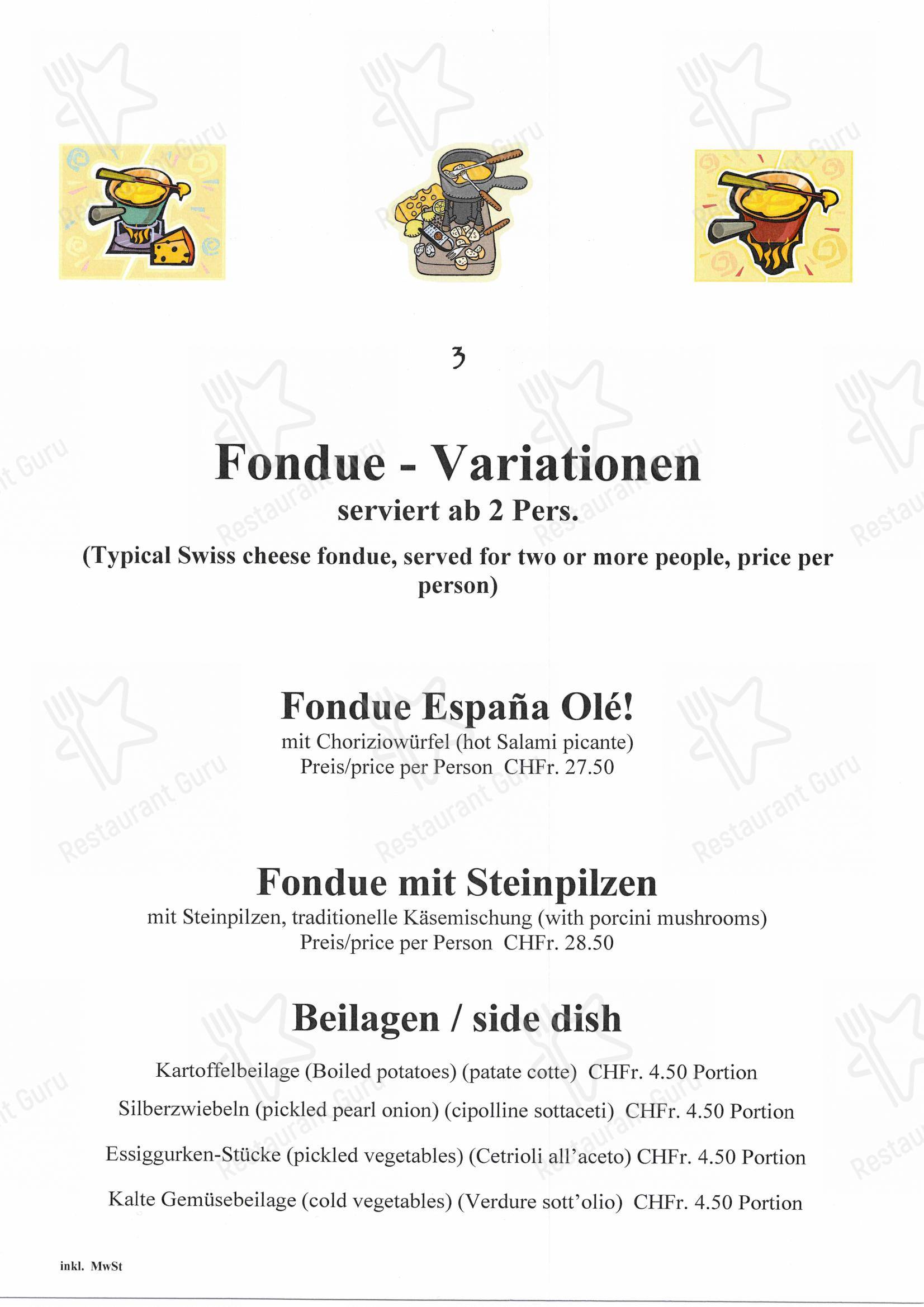 Menu per Arlequin in Berna