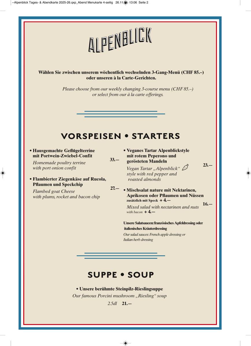 Menu di Alpenblick Bergrestaurant & Hotel 