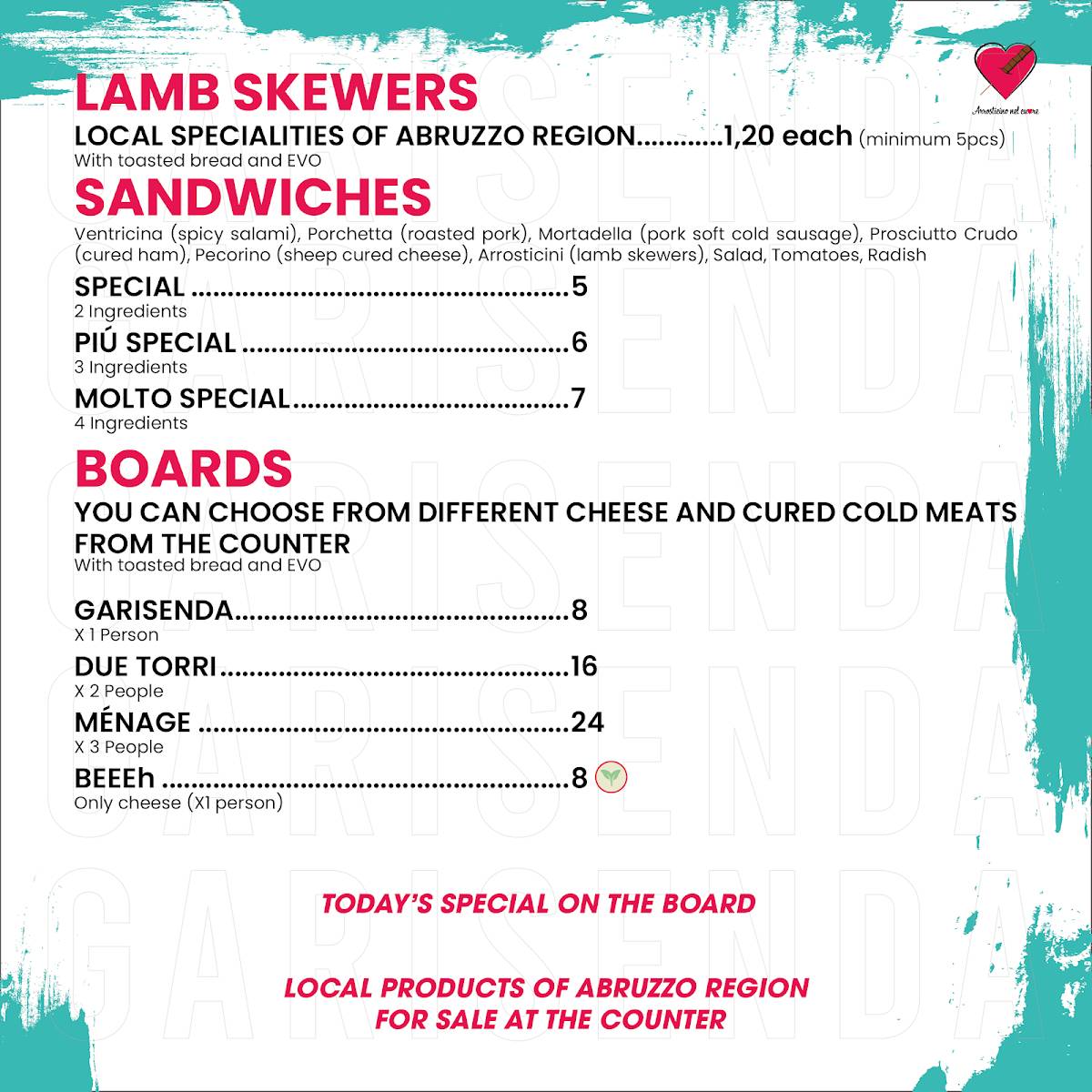 Menu di Arrosticino nel cuore 