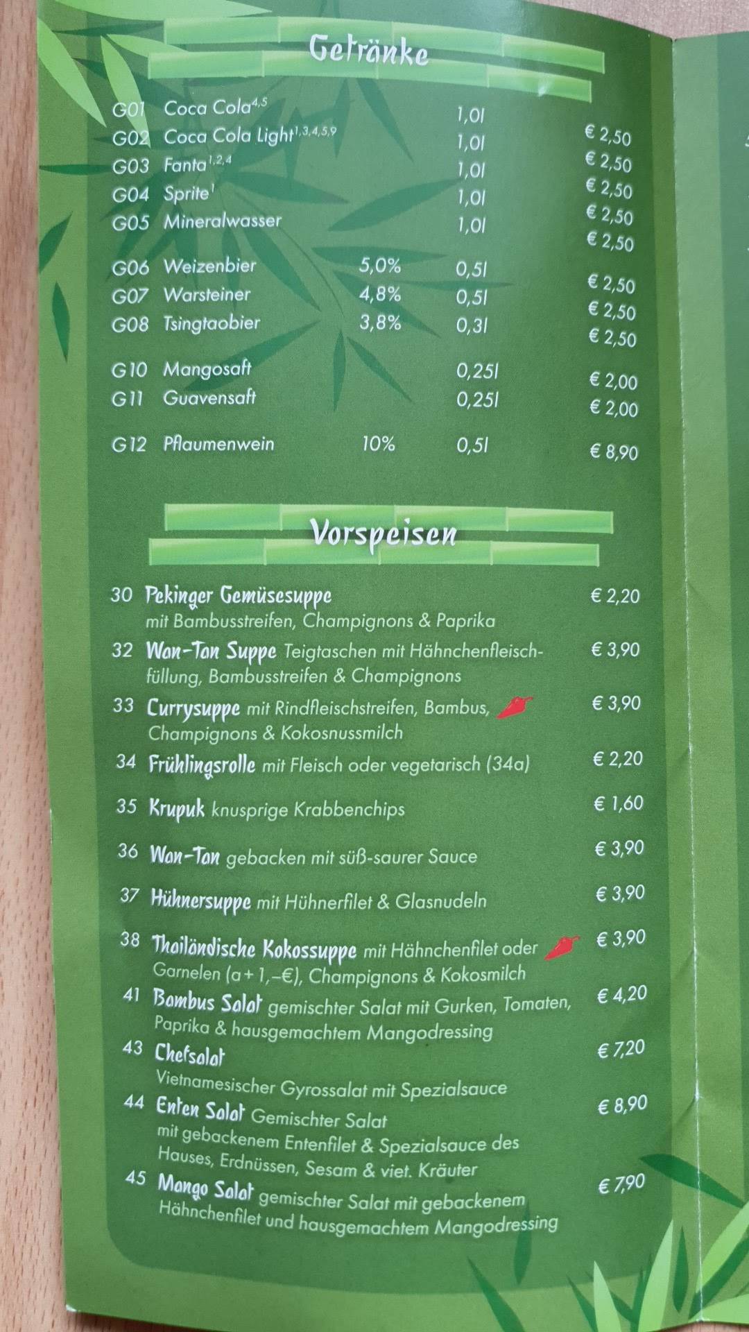 Speisekarte von AsiaBistro Bambus restaurant, Cuxhaven