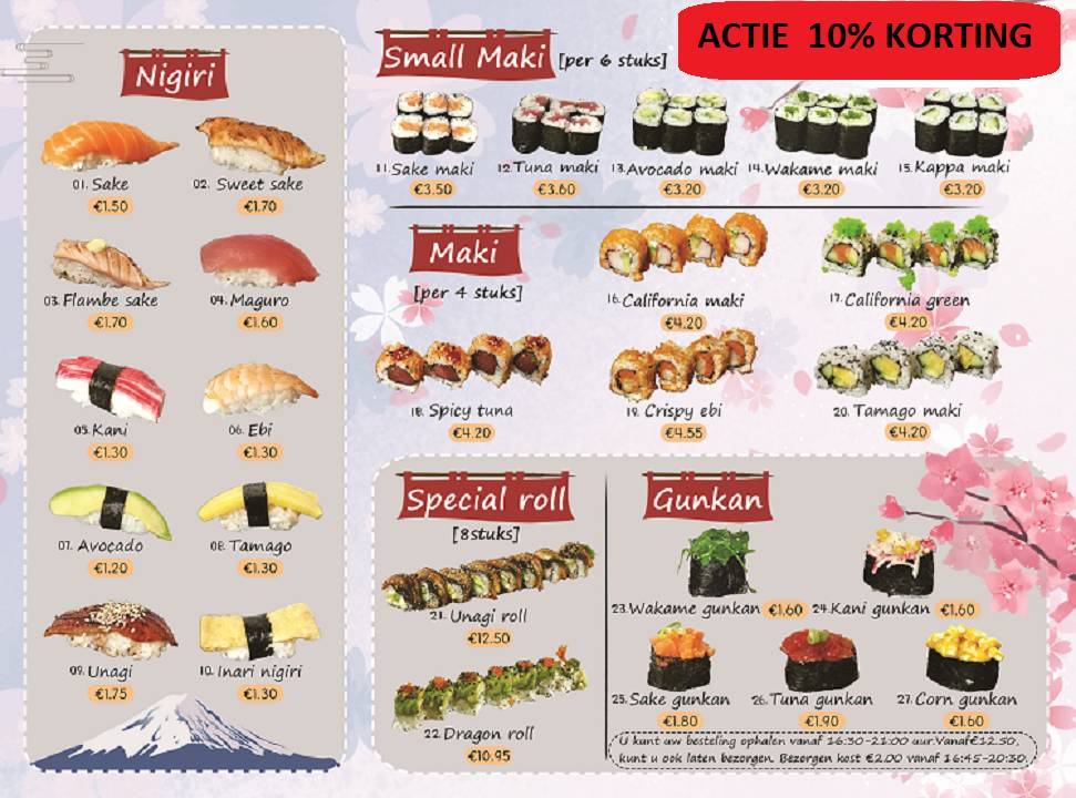 Menu de Chinees Specialiteiten Restaurant Peking