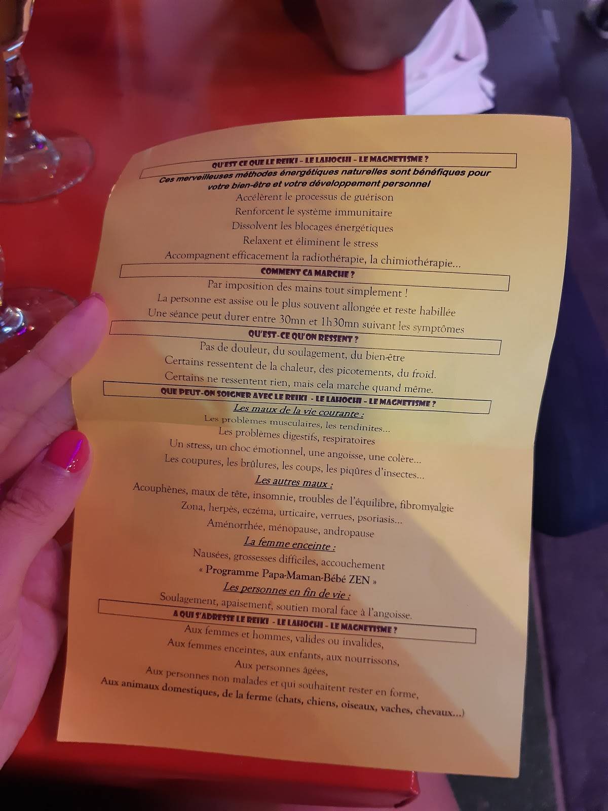 Menu de Au Café de Paris