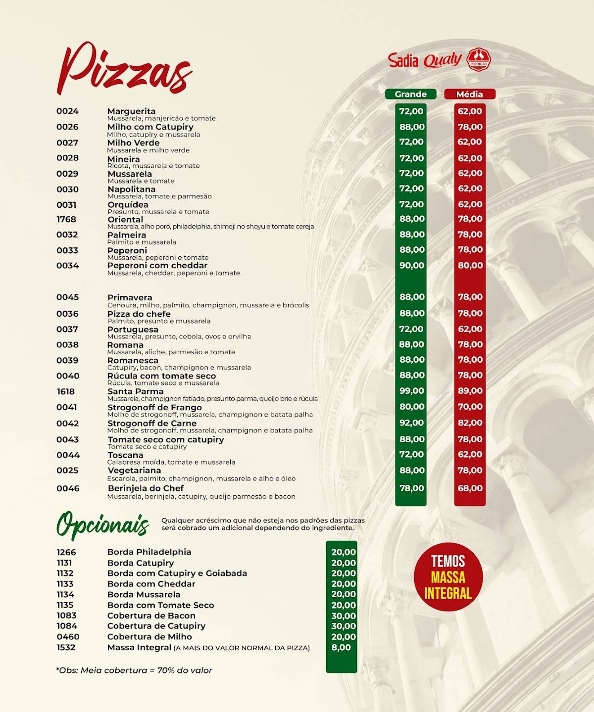 Augusta Pizzaria cardápio