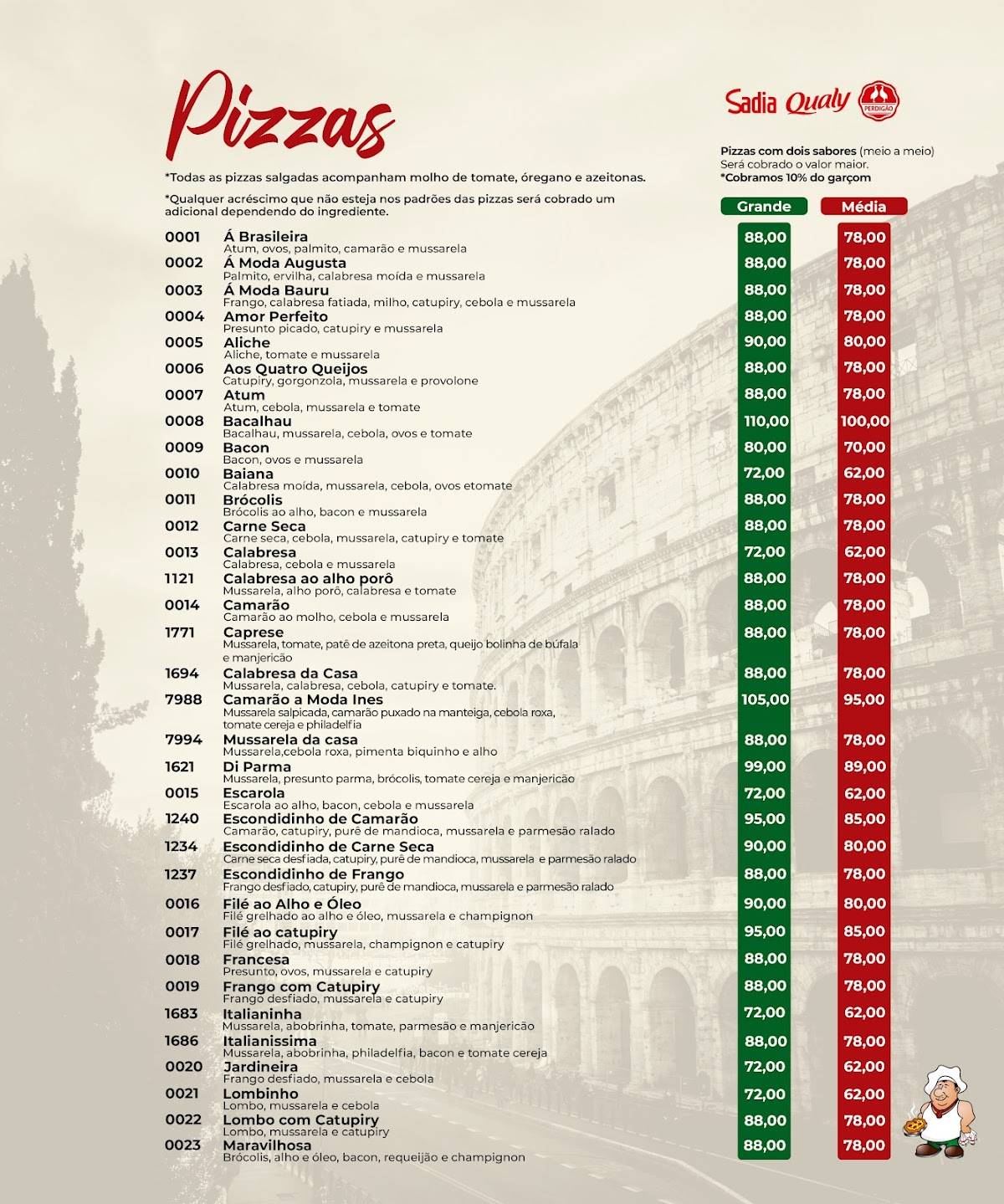 Augusta Pizzaria cardápio
