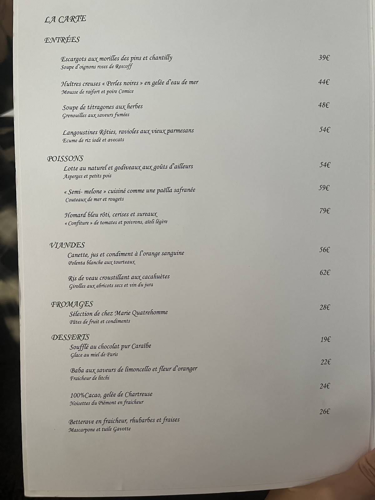 Menu de Auguste