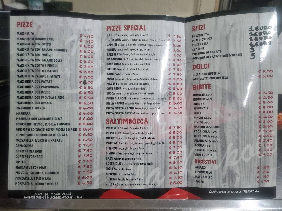 Menu di Bella Napoli 