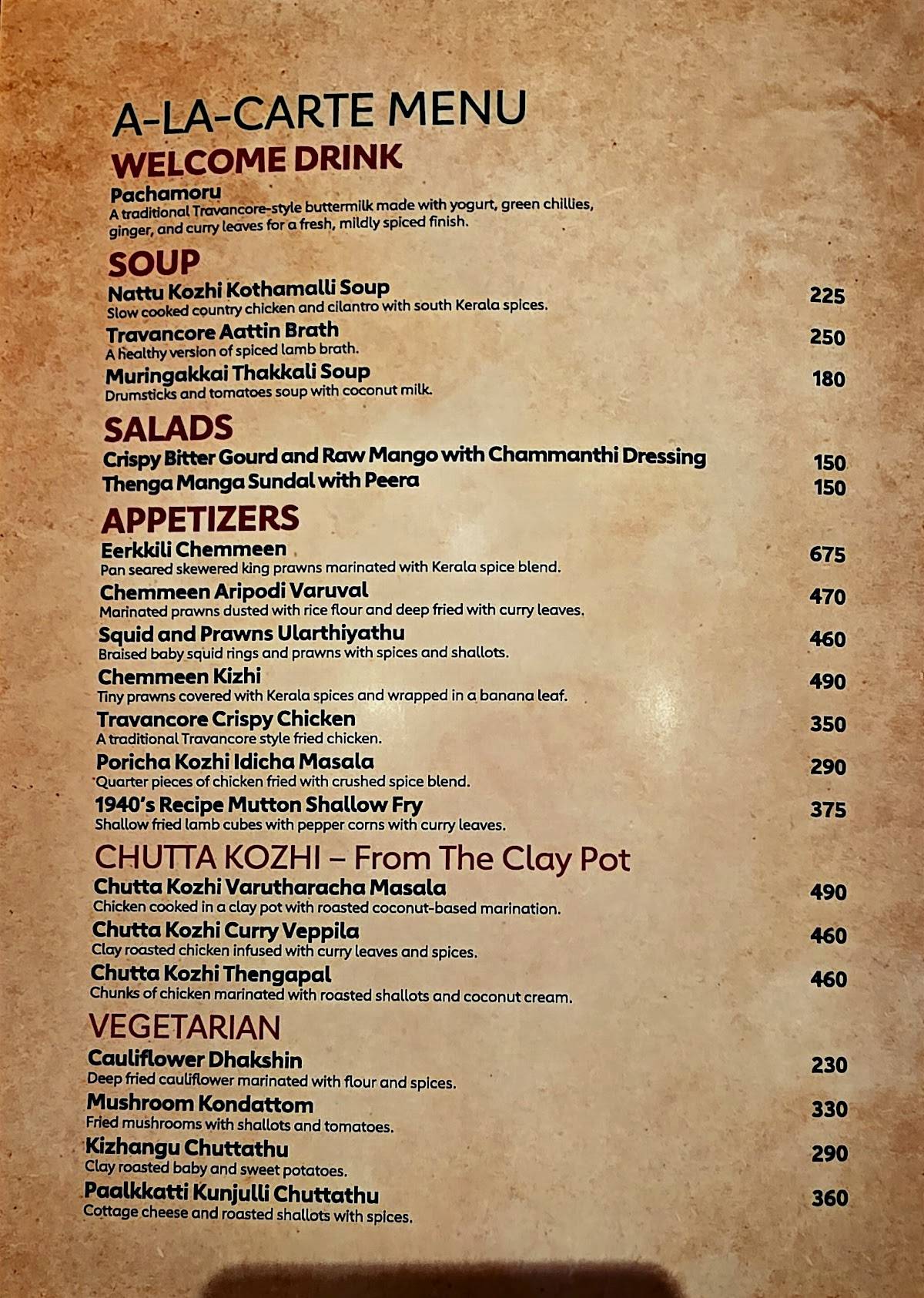 Azad Star at Vazhuthacaud menu