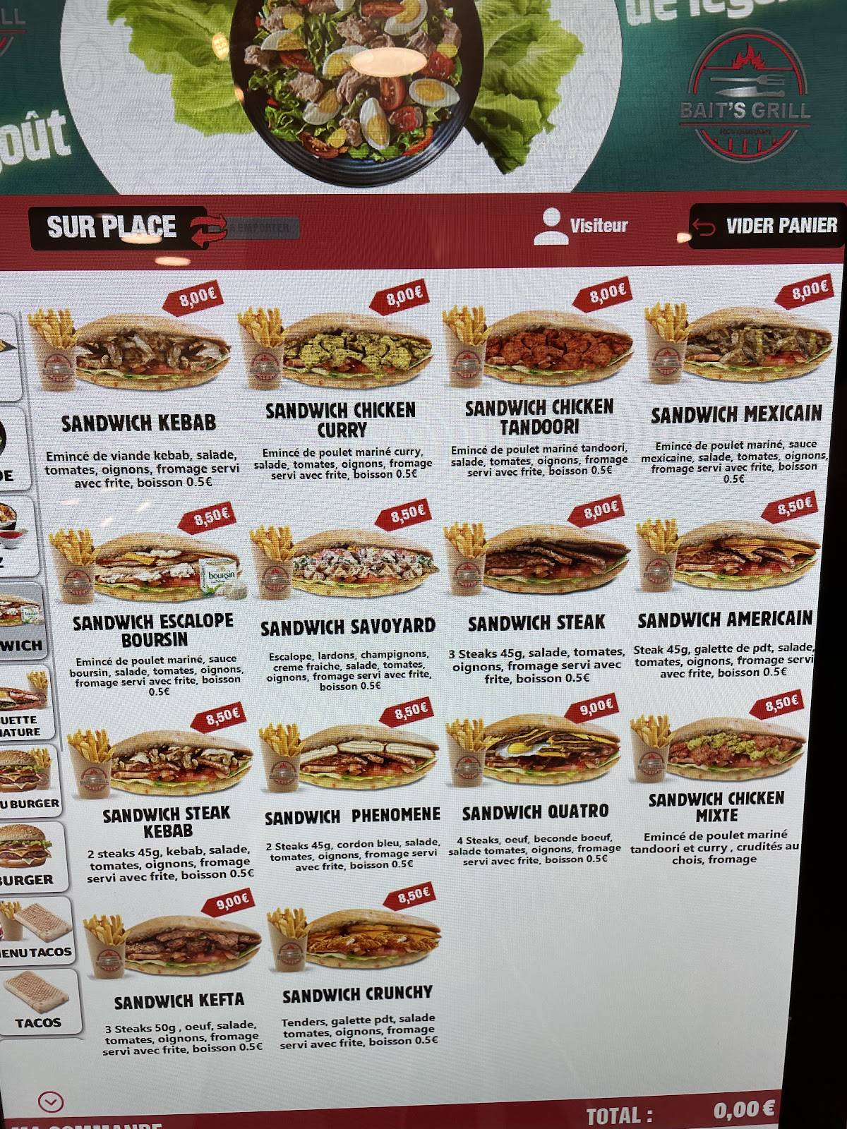 Menu de BAIT'S GRILL