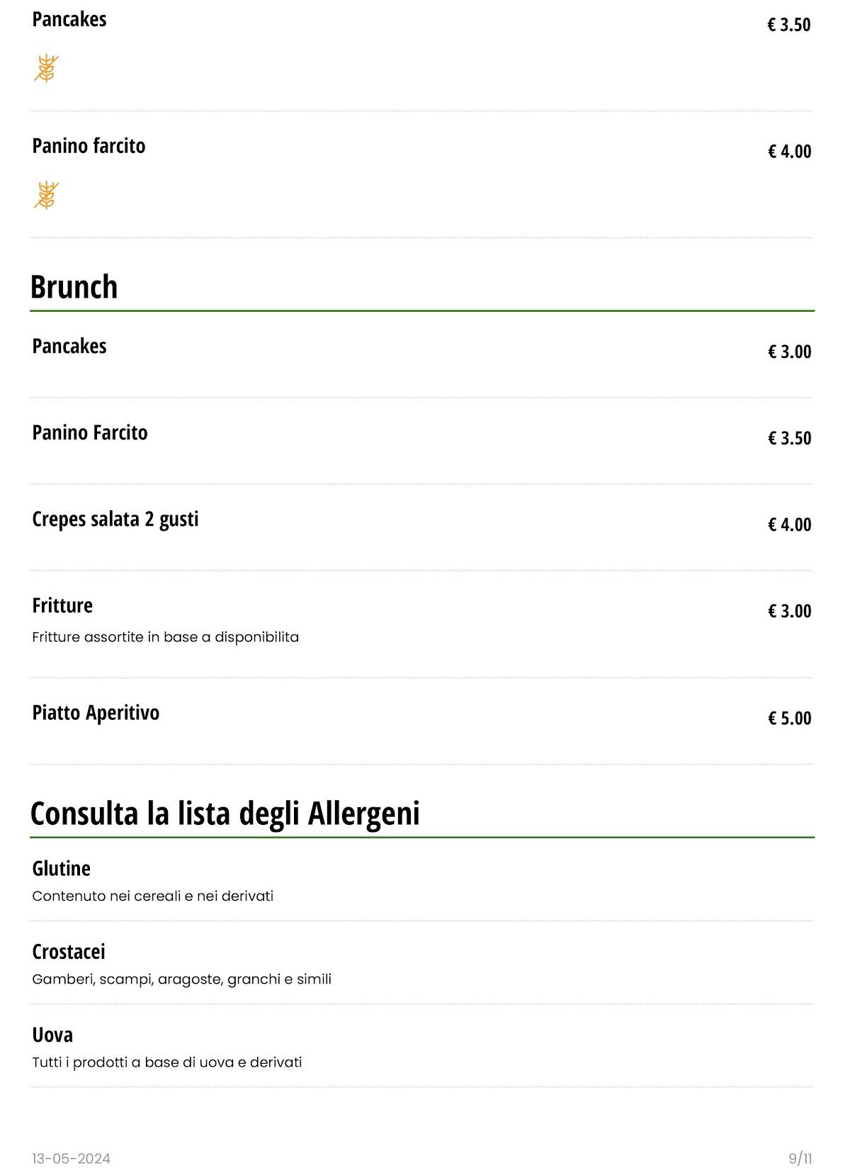 Menu di BAR ISOLA VERDE 