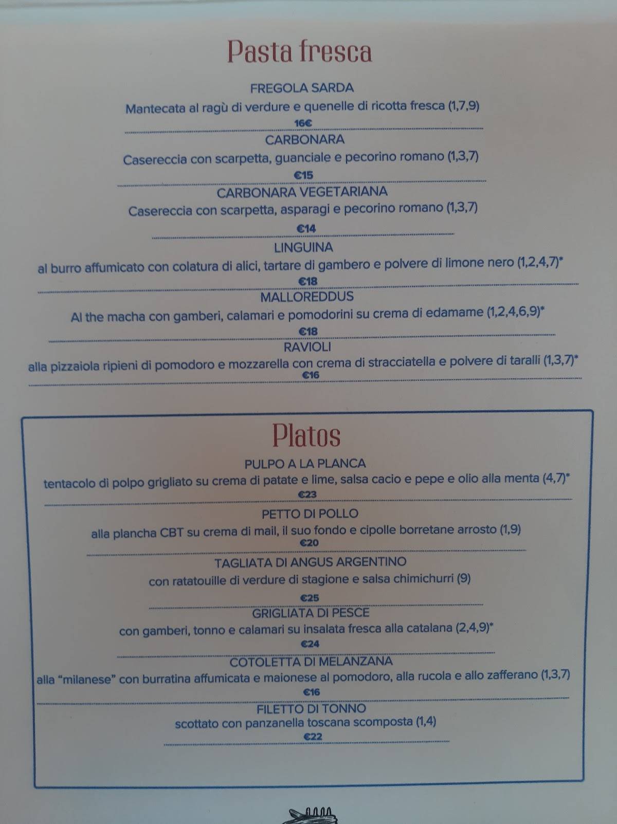 Menu di Lario's Bistrot 