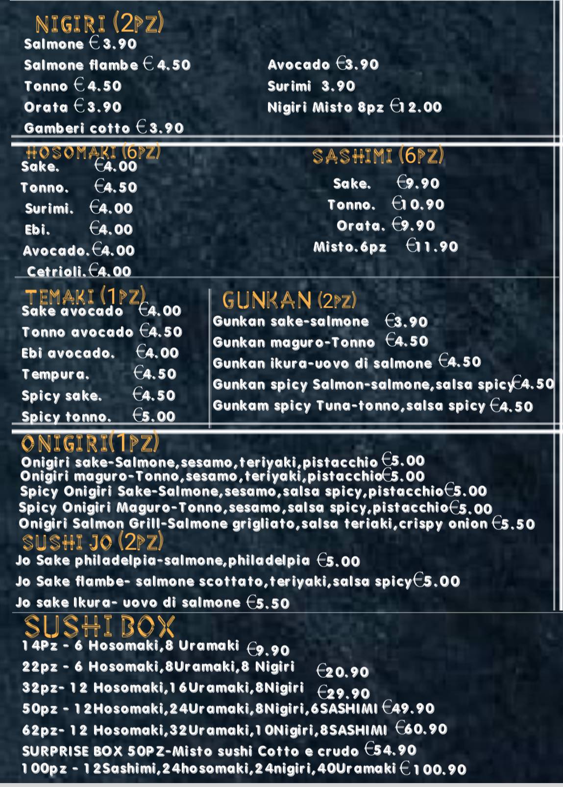 Menu di Largo camesena sushi e poke 