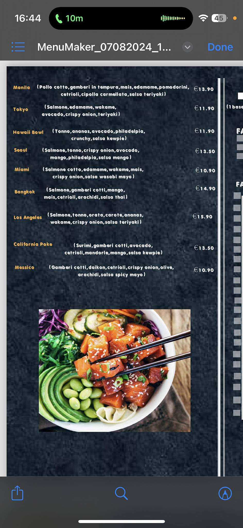 Menu di Largo camesena sushi e poke 