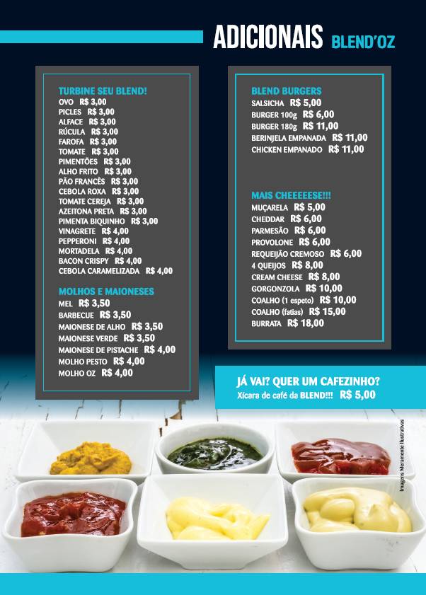 BLEND'OZ BURGUER cardápio
