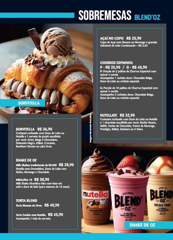 BLEND'OZ BURGUER cardápio