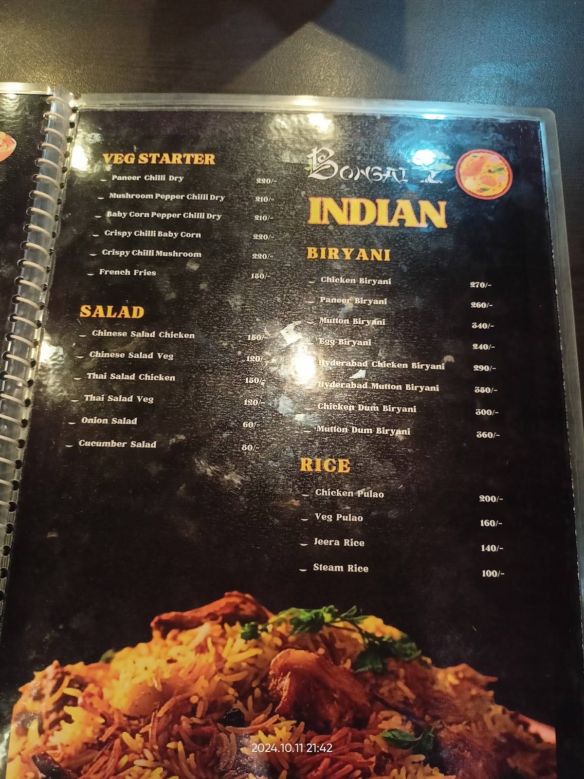 BONSAI - A Multi Cuisine Restaurant menu