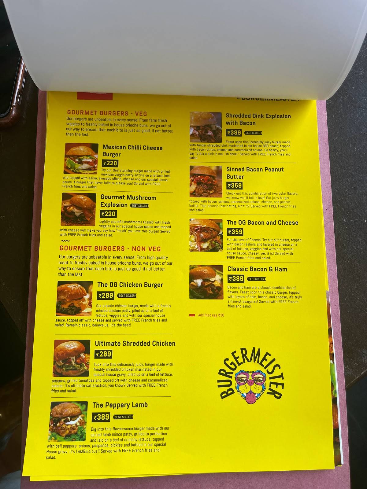 Burgermeister - Mysore menu