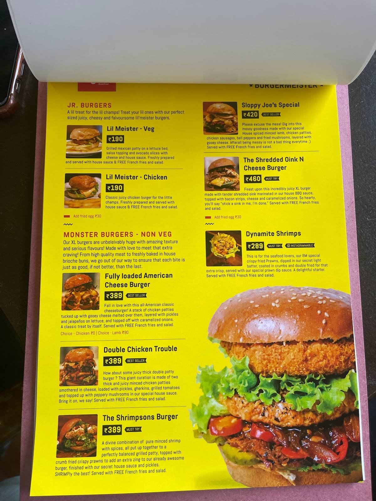 Burgermeister - Mysore menu