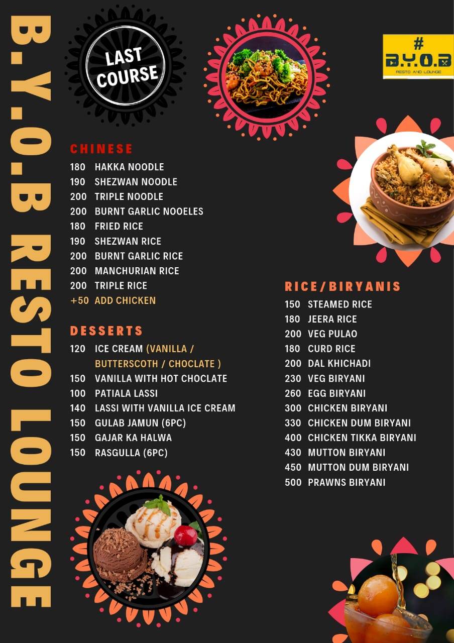 BYOB Resto menu