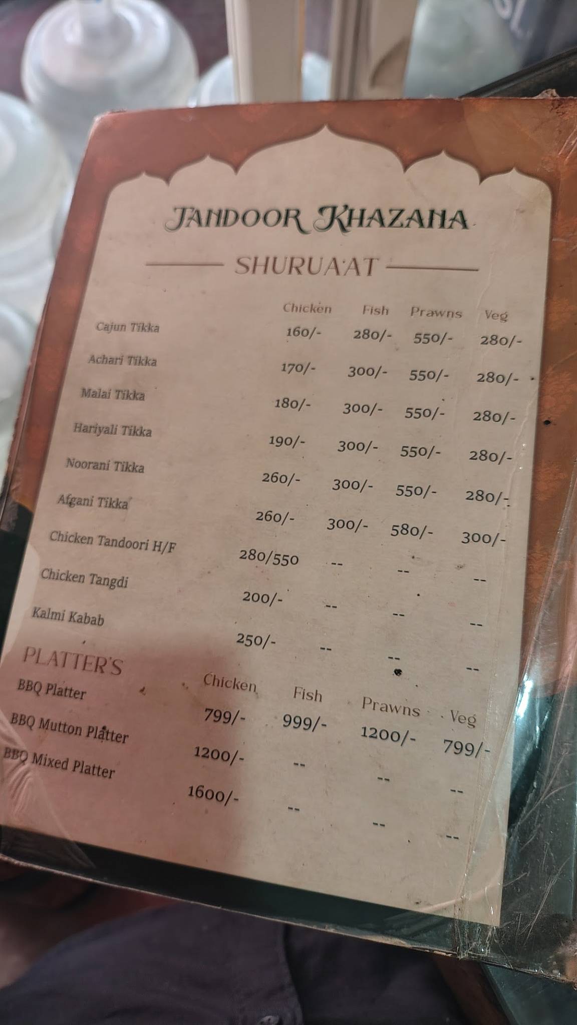 Ba-Dastoor (Ashoka Garden) menu