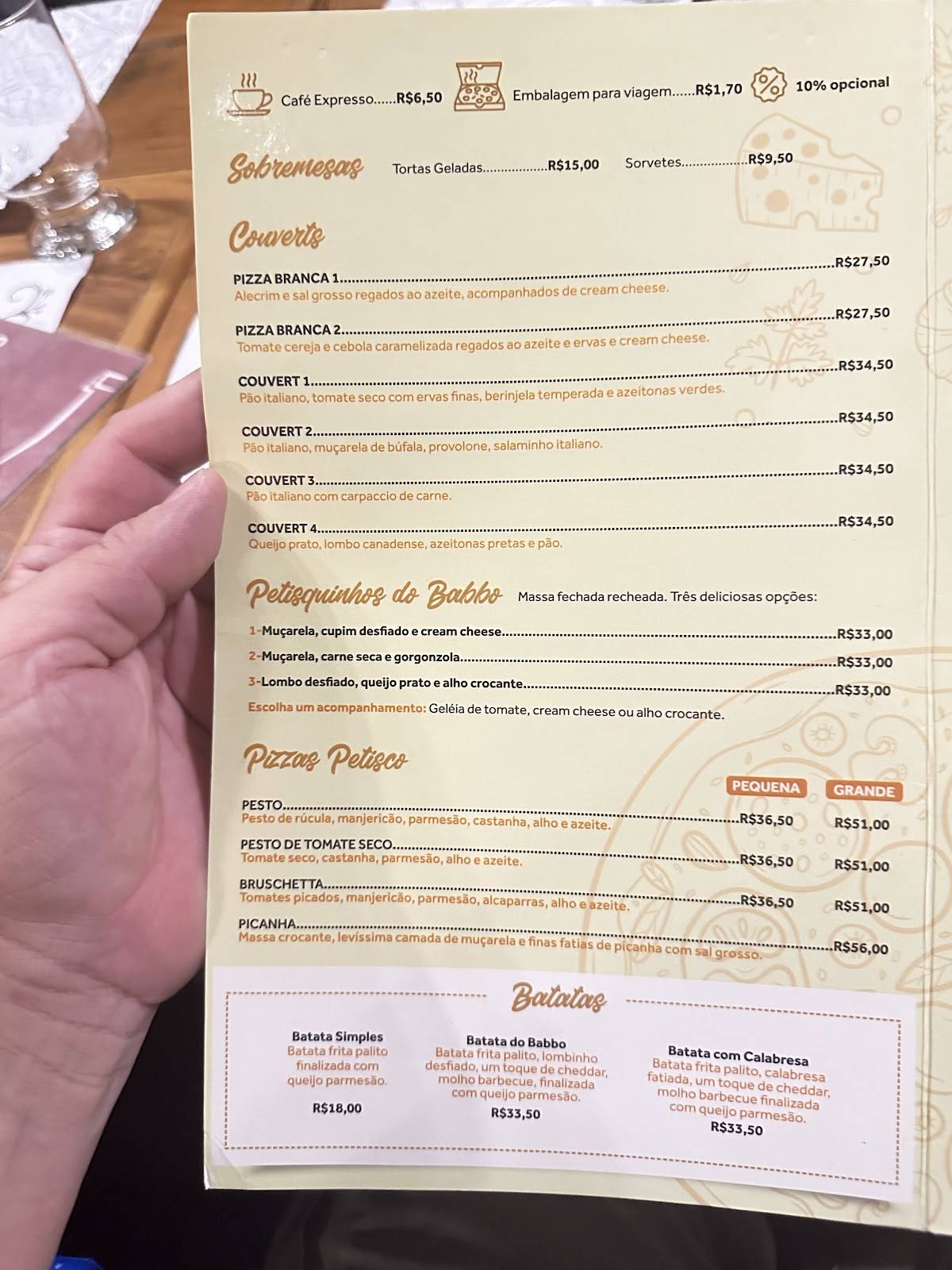 Babbo Giabba Pizzeria cardápio