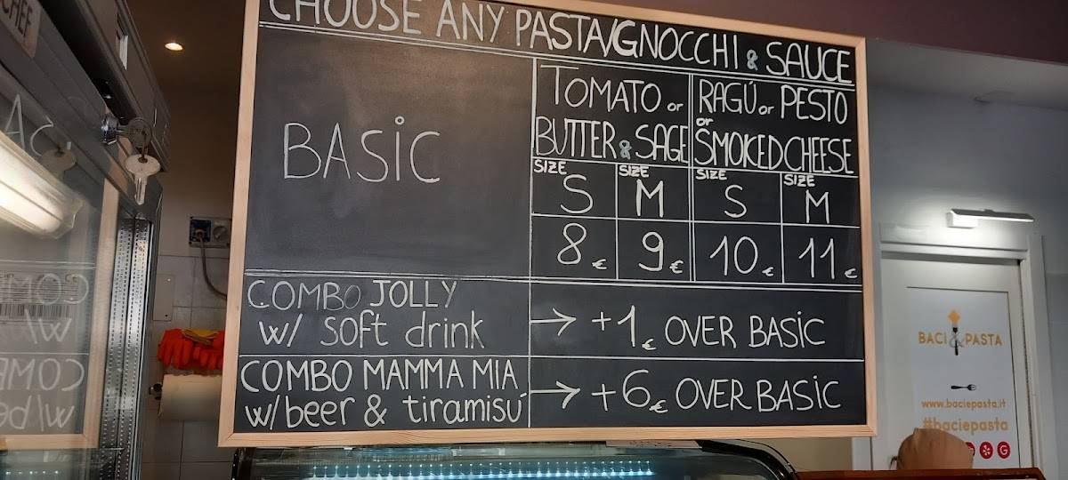 Menu di Baci & Pasta 