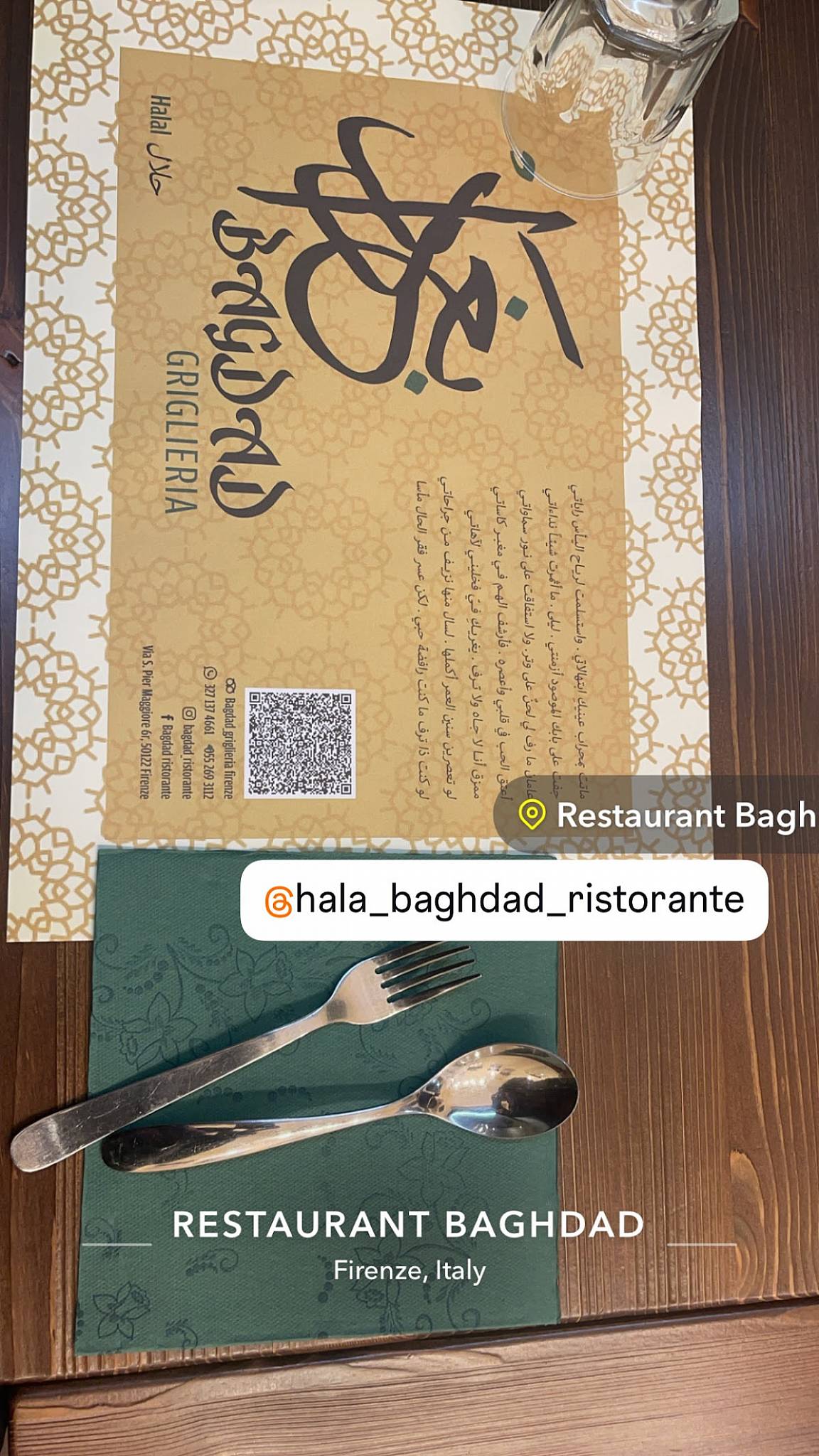 Menu di Baghdad Restaurant Ristorante Arabo 