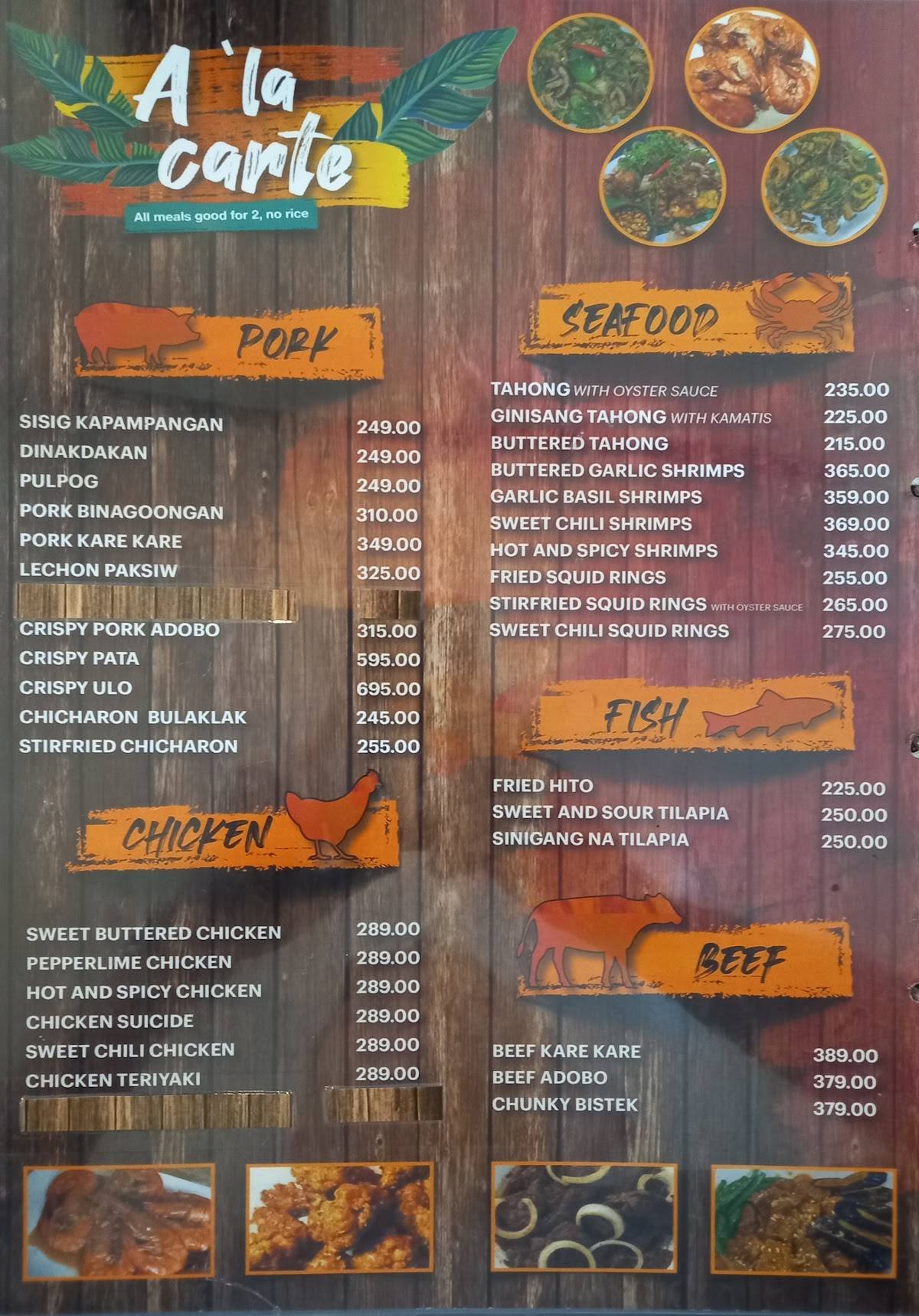 Menu at Fork N' Dagger restaurant, Baguio
