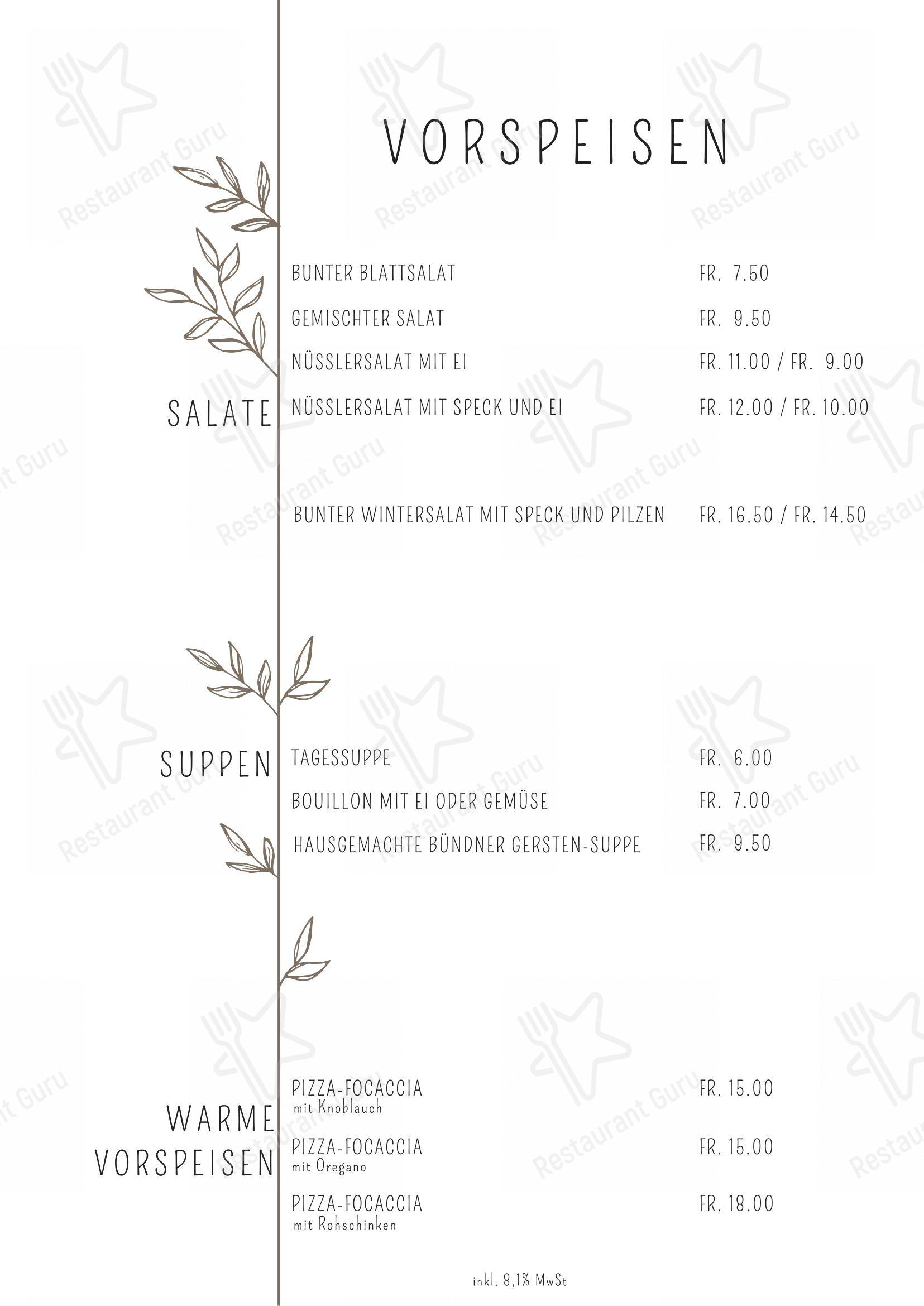 Основное меню per Restaurant Bahnhof, Beatrix Werren in Signau