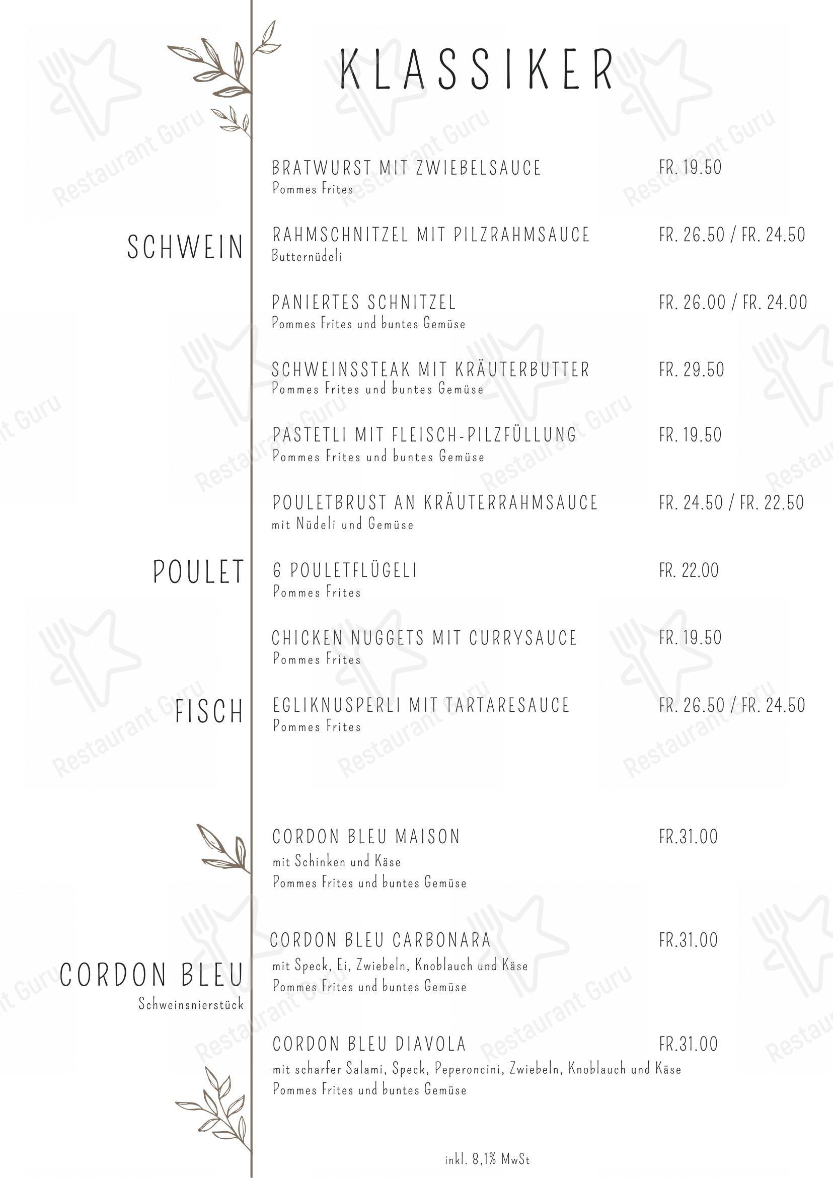 Основное меню per Restaurant Bahnhof, Beatrix Werren ristorante