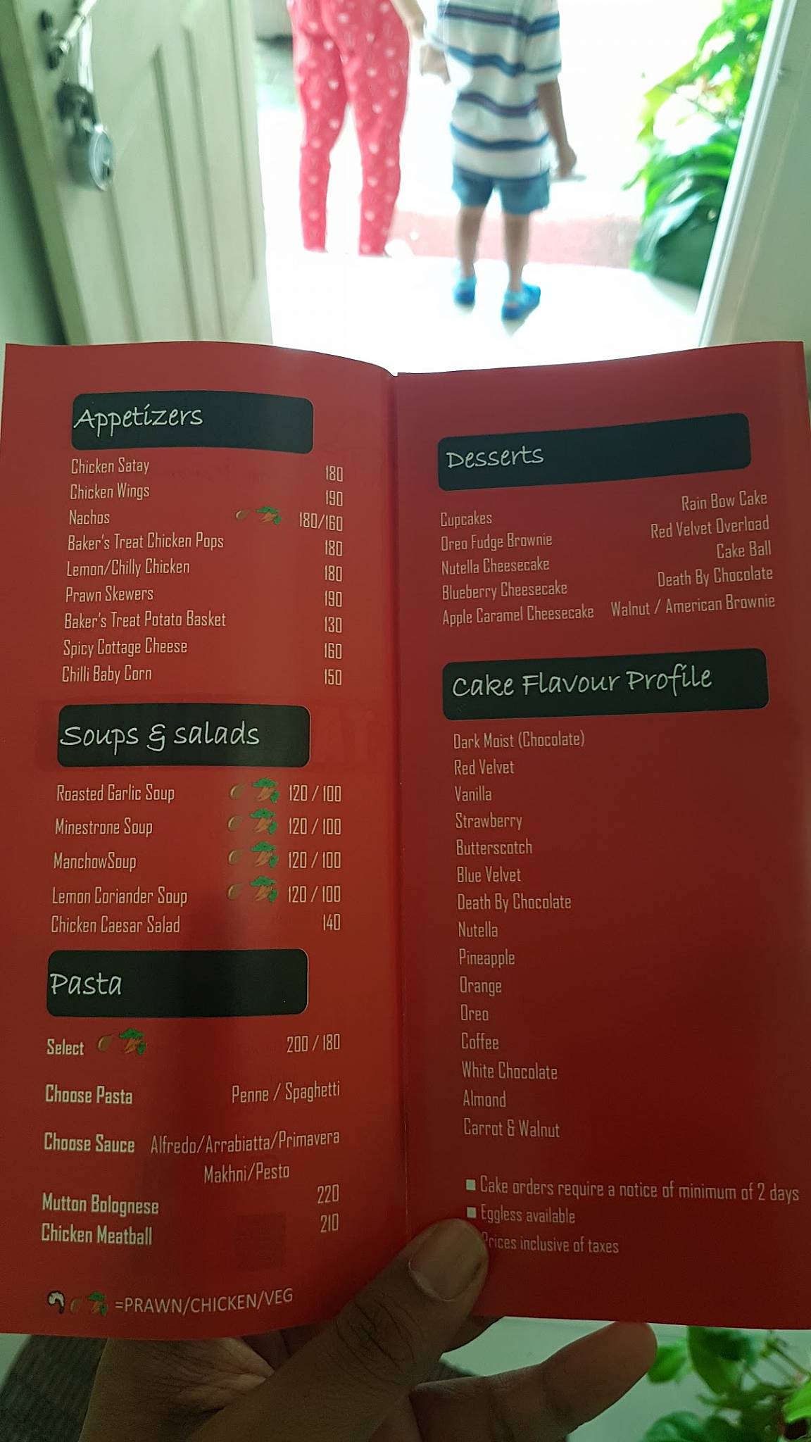 Baker's Treat menu