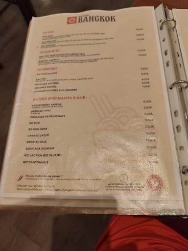 Menu de Bangkok