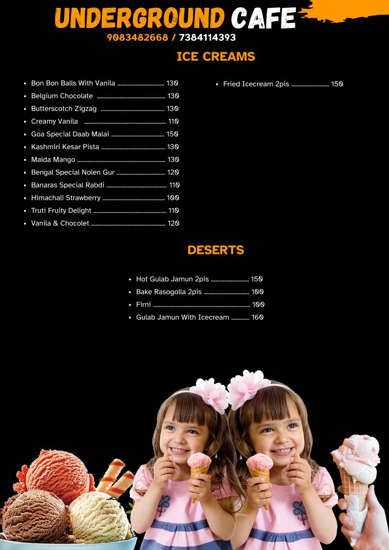 Underground Cafe menu