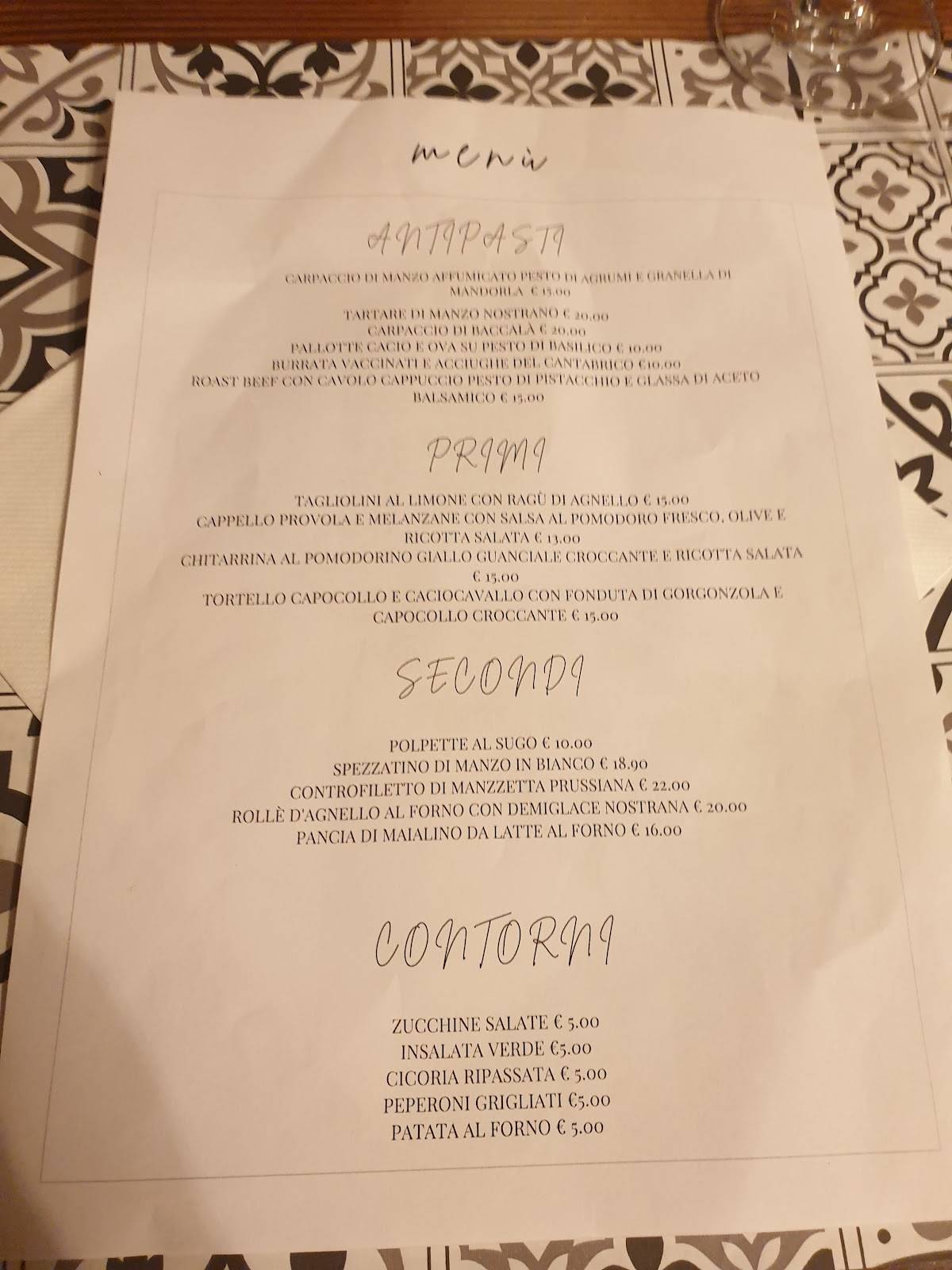 Menu di Bar Boschetto 