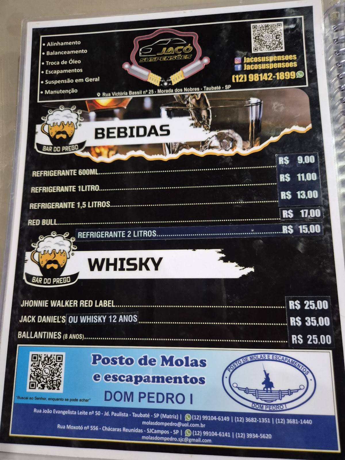 Bar Do Prego cardápio