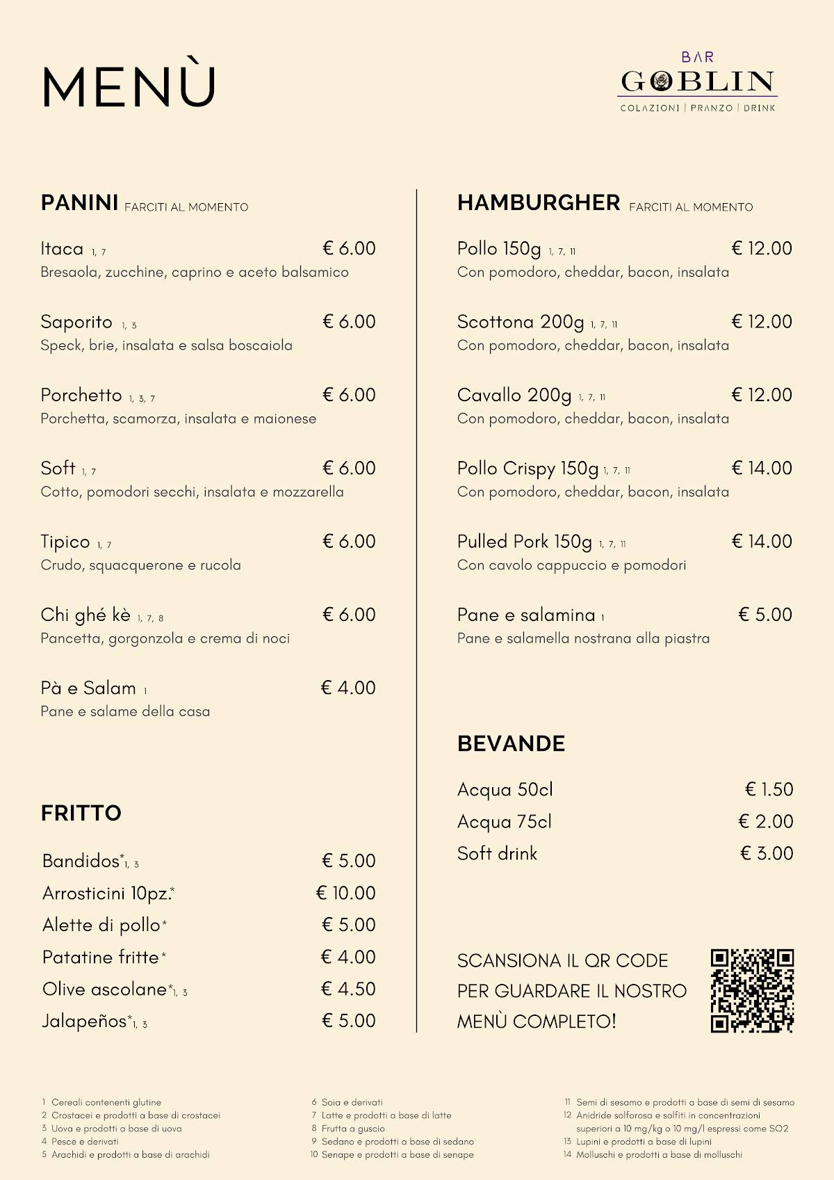 Menu di Bar Goblin 