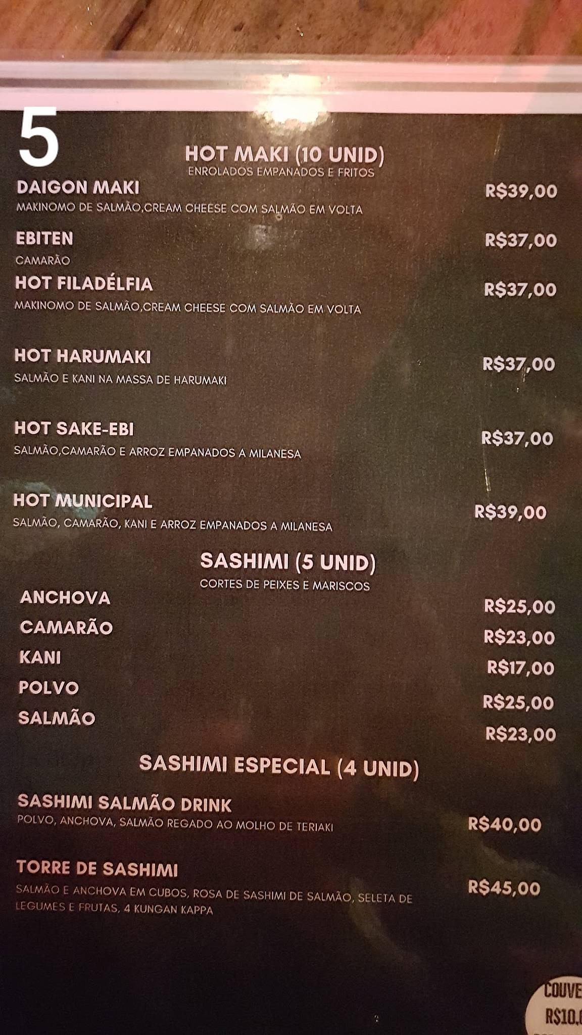 Bar Municipal cardápio