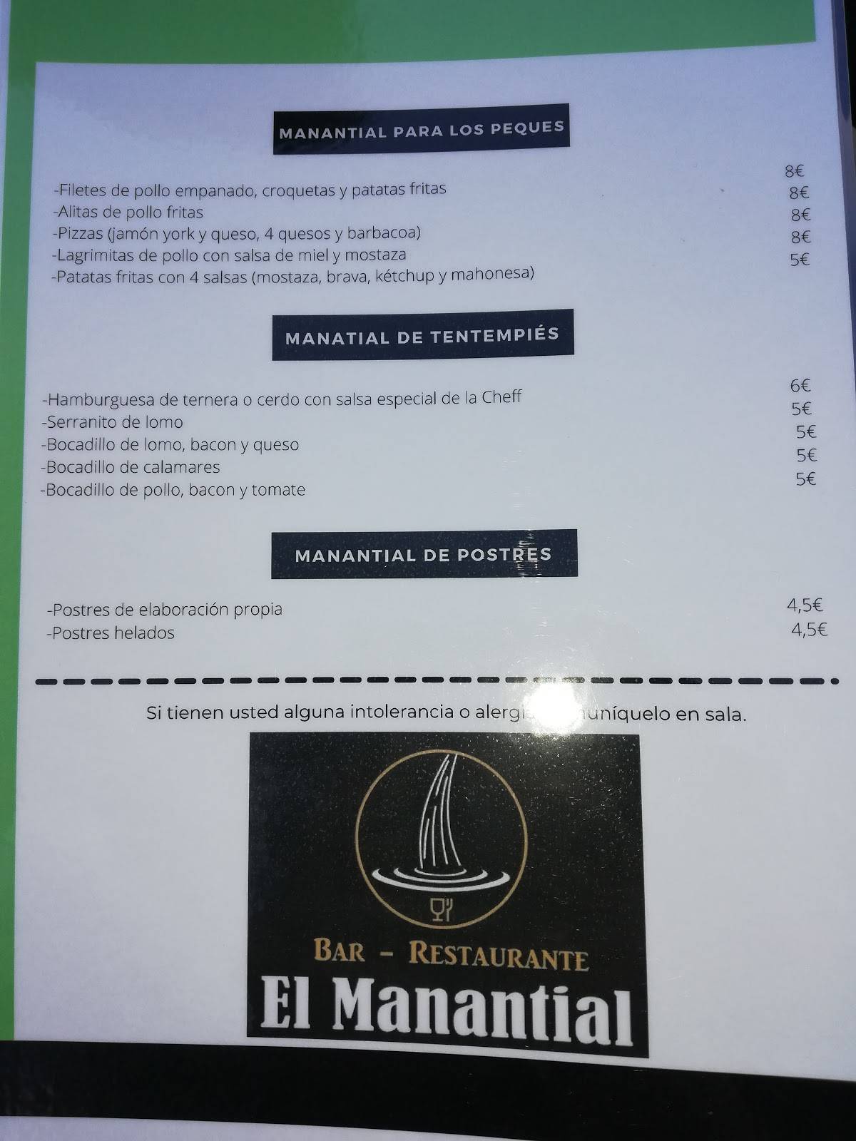 bar restaurante el cazurro menú