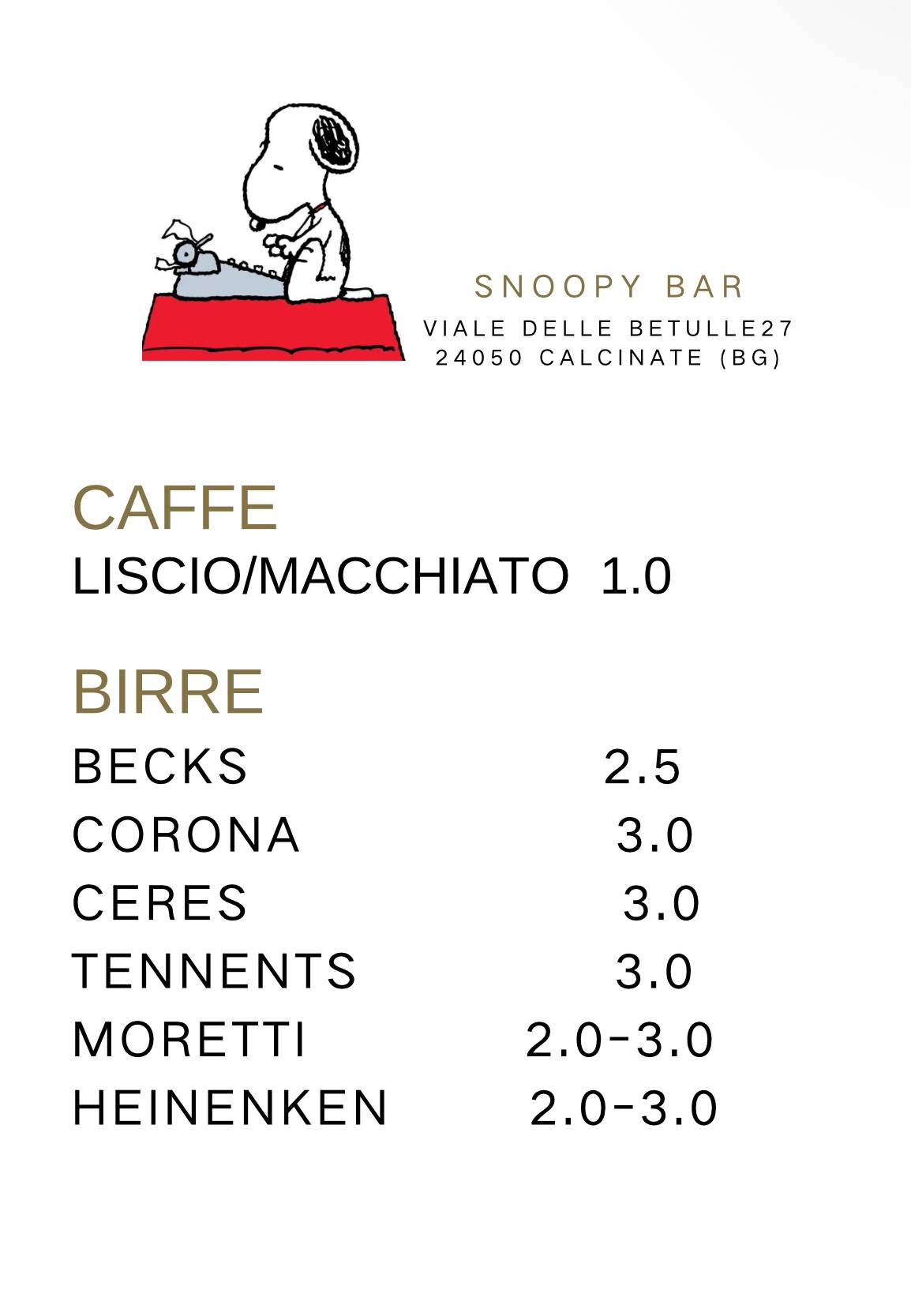 Menu di Bar Snoopy 
