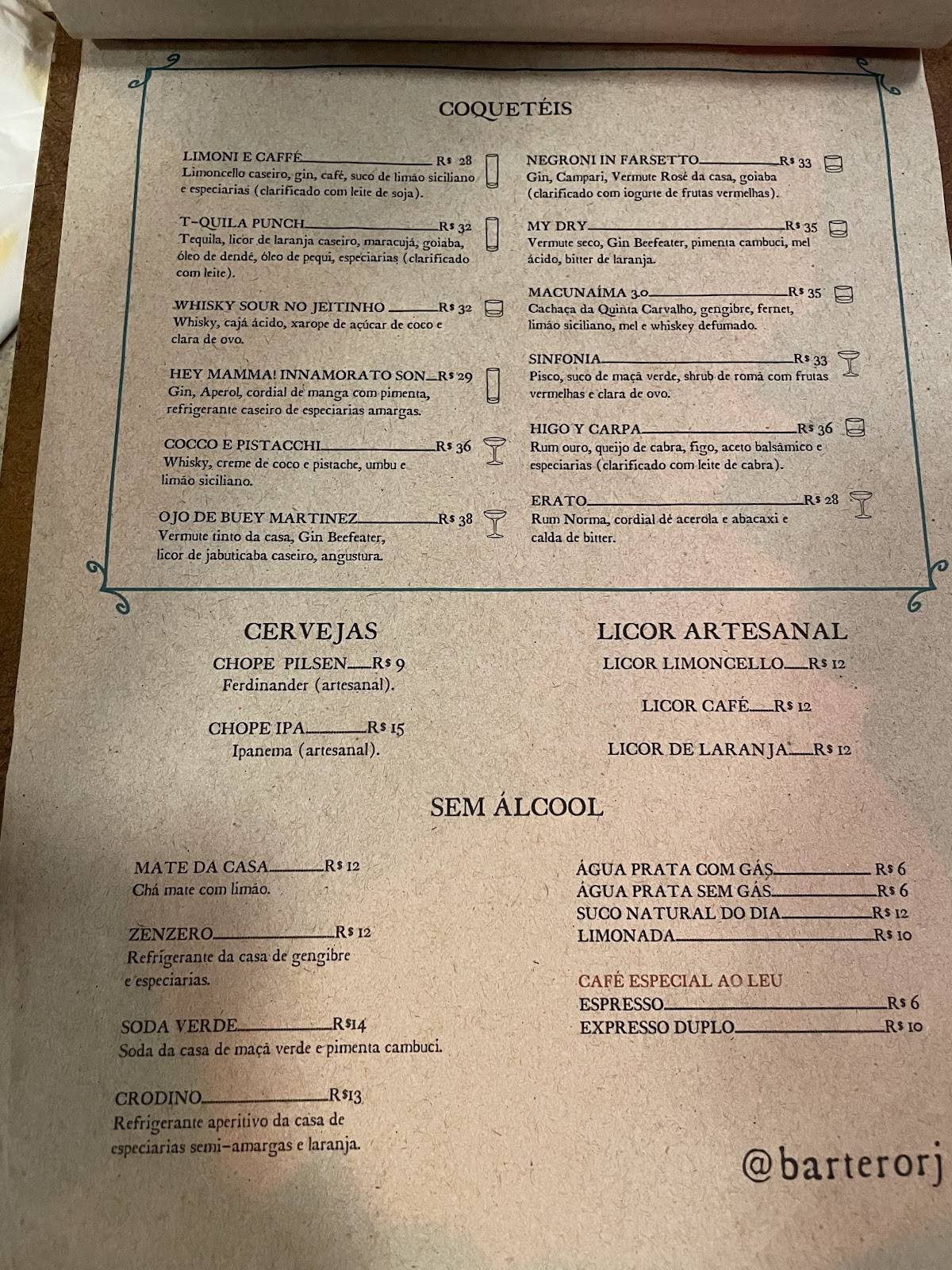 Bar Tero - Vermuteria e Restaurante cardápio