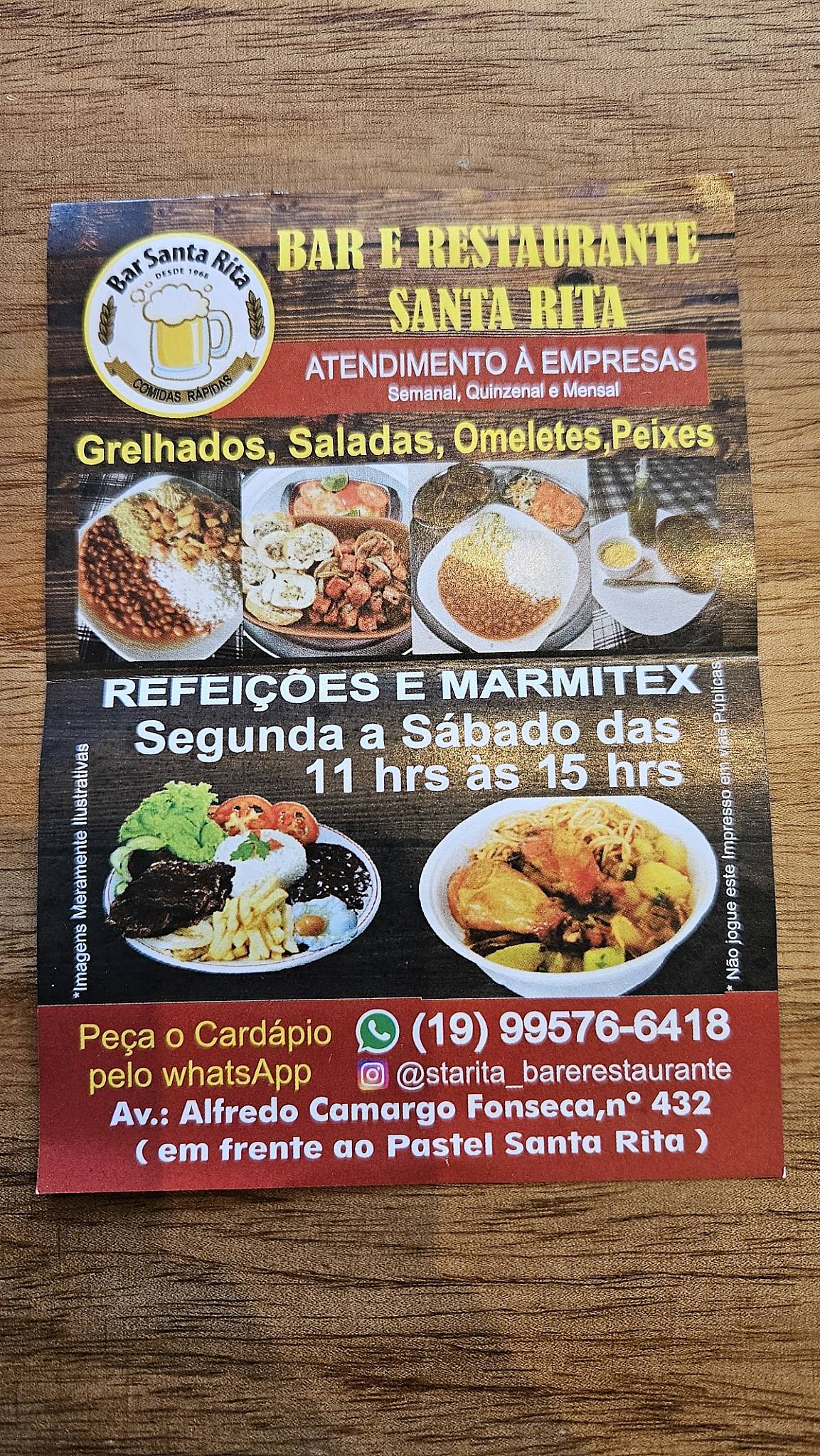 Bar & Restaurante Santa Rita cardápio
