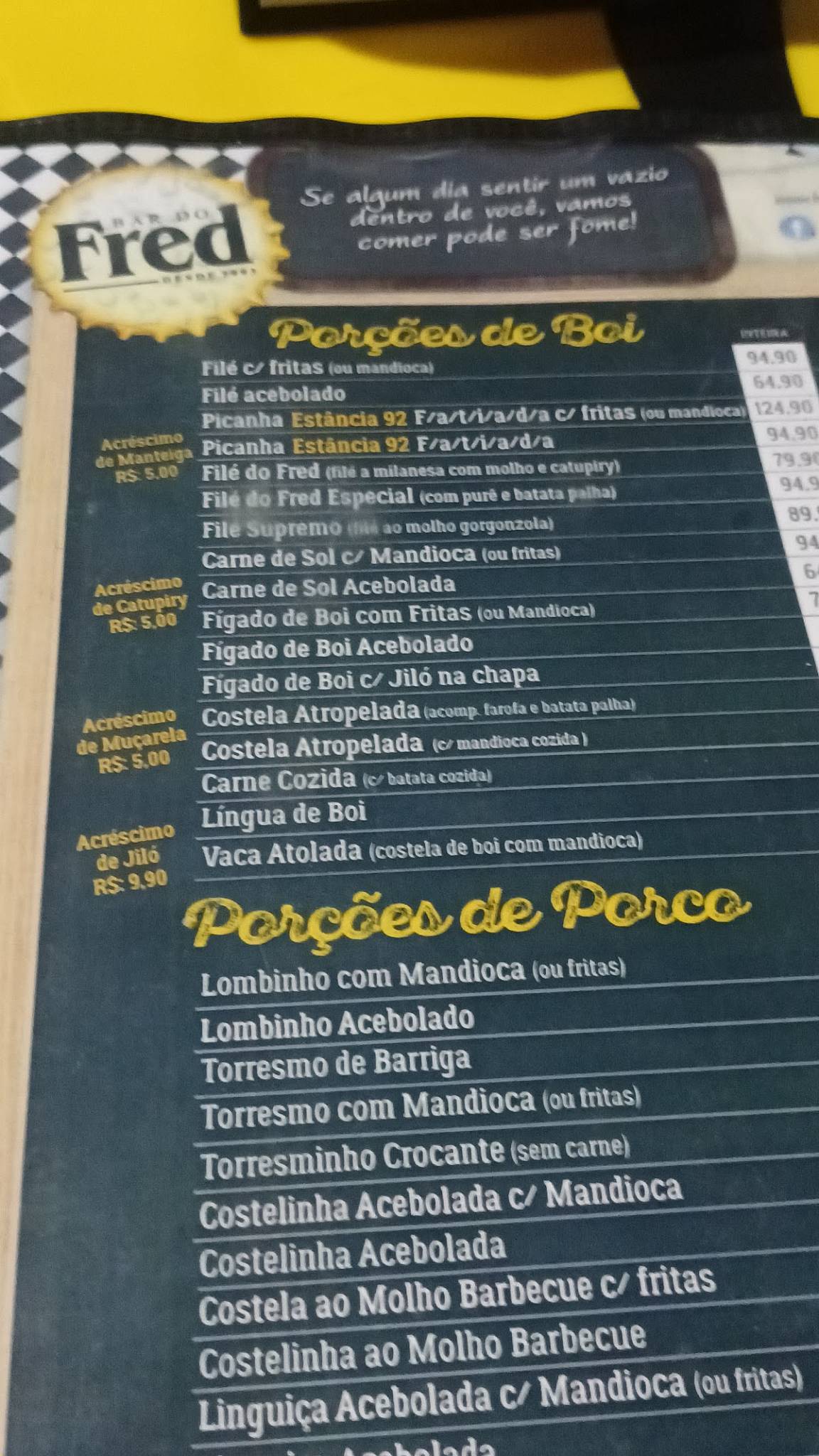 Bar do Fred - Bebidas e Porções cardápio