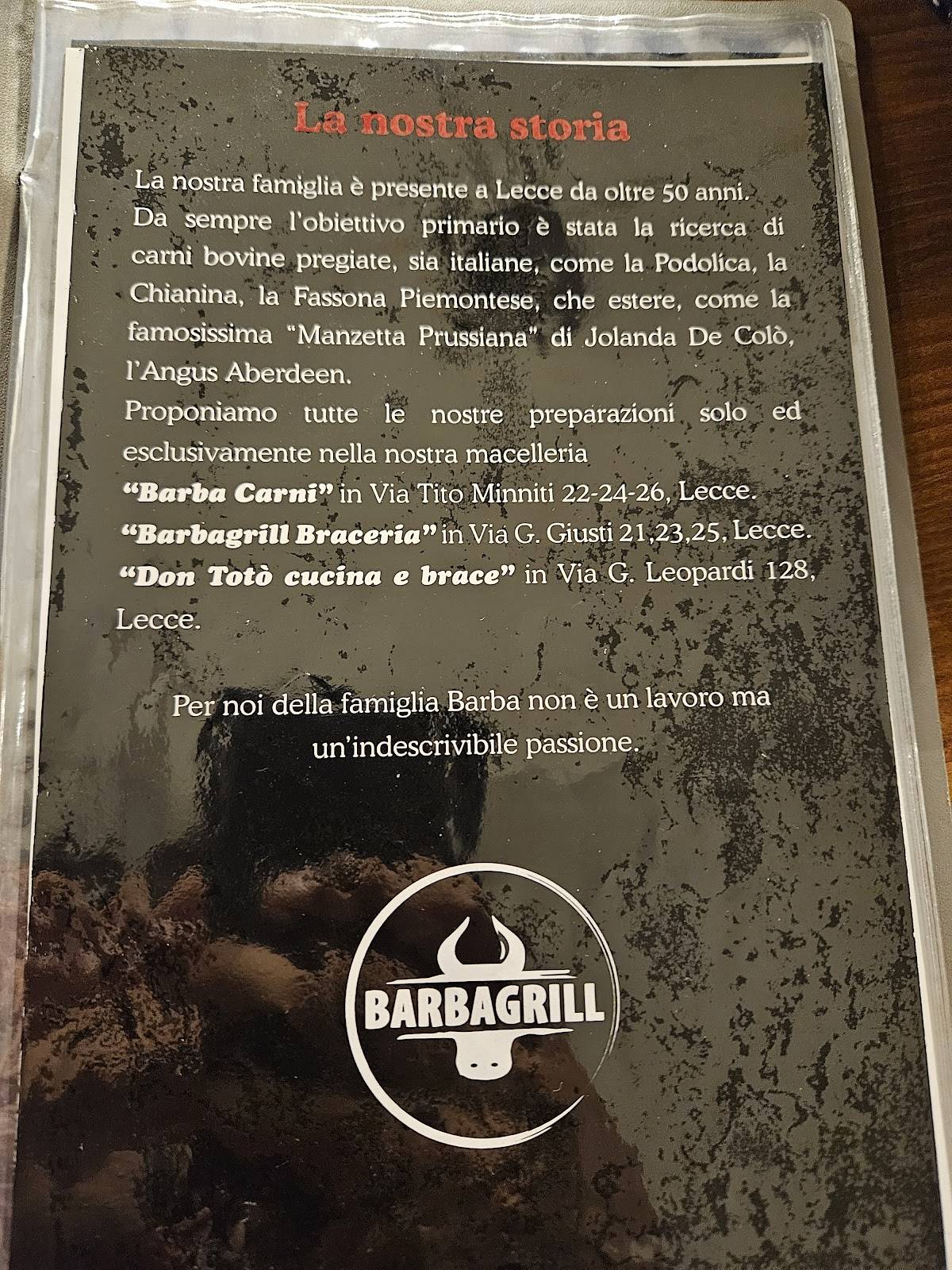 Menu di Barba Grill 